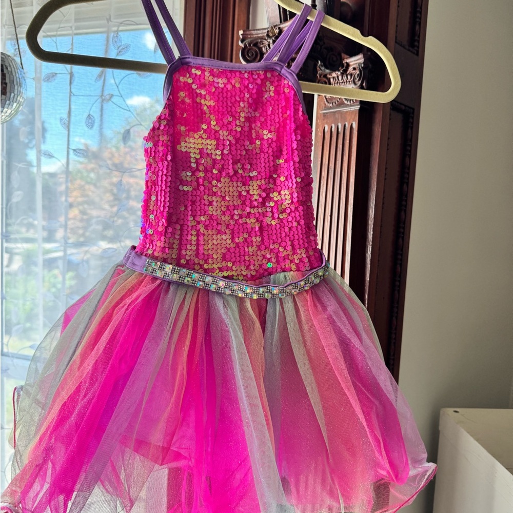 Weissman Fuchsia Sequin Kids Dance Costume LC , jazz ballet